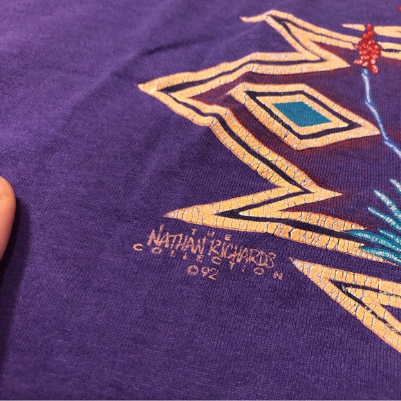 Vtg Arizona Cactus Nathan Richards 1992 Single‎ Stitch T-Shirt Purple Oneita L - Picture 3 of 8